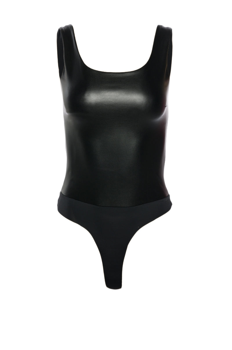 GLAM FAUX LEATHER BODYSUIT view 0