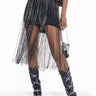 Front View Glam Queen Rhinestone Fringe Skirt