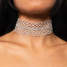 Front View Glamour Girl Rhinestone Lace Statement Choker