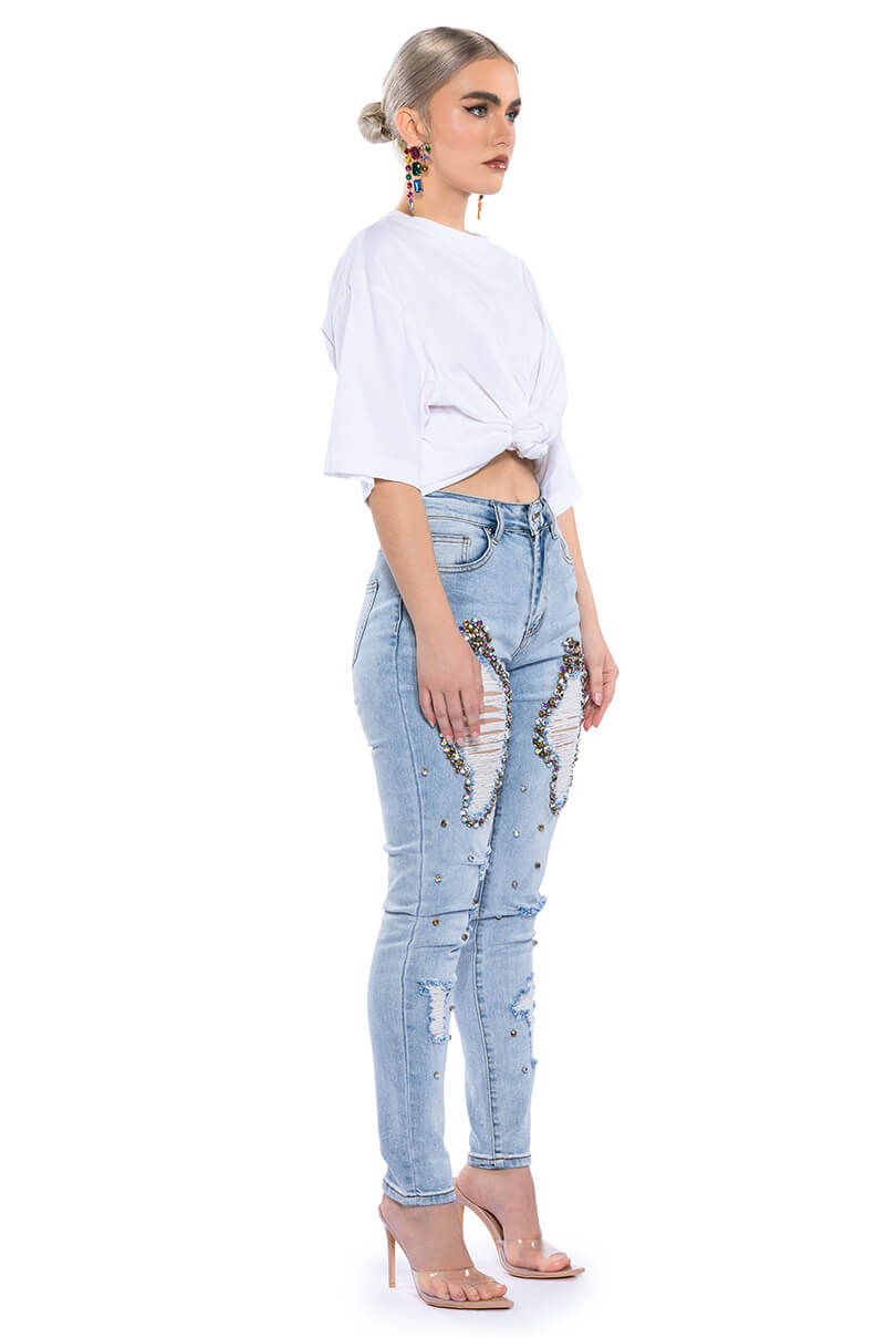 Detail View Glamour Rhinestone Skinny Jeans