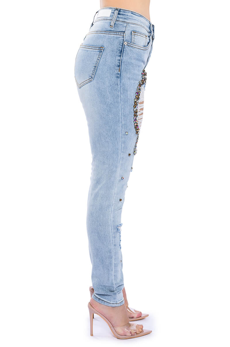 Extra View Glamour Rhinestone Skinny Jeans