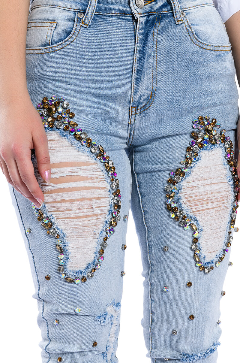 Extra View Glamour Rhinestone Skinny Jeans