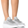 Front View Gleam Team Metallic Sneaker In Silver