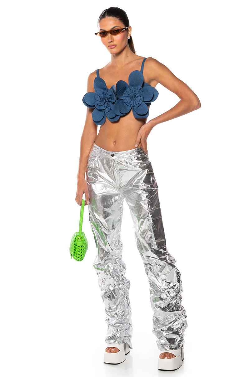 Side View Glimpse Of Magic Relaxed Metallic Pant