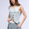 Front View Glitter Girl Denim Vest