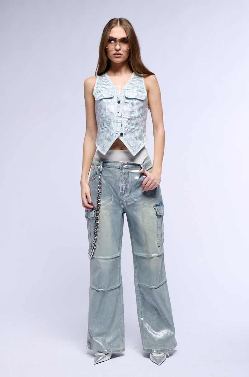 Detail View Glitter Girl Denim Vest 3