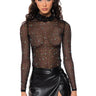 Front View Glitz And Glam Long Sleeve Embellished Mesh Top