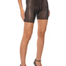 Front View Glitz Rhinestone Mesh Biker Short In Black