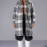 Front View Glory Days Plaid Long Shacket With Quilted Lining