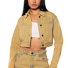 Front View Goethe Mixed Wash Crop Denim Jacket