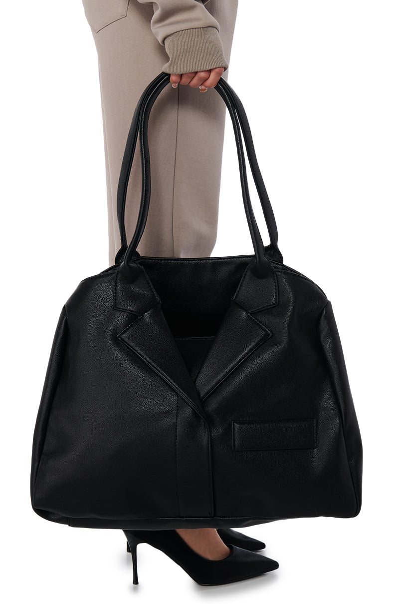 Front View Going Rogue Faux Leather Tote