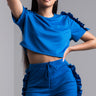 Front View Going To Be Alright Ruffle Crop Top in Royal