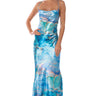 Front View Going Up Satin Maxi Dress In Blue