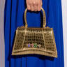 Front View Gold Bar Bejeweled Batwing Bag