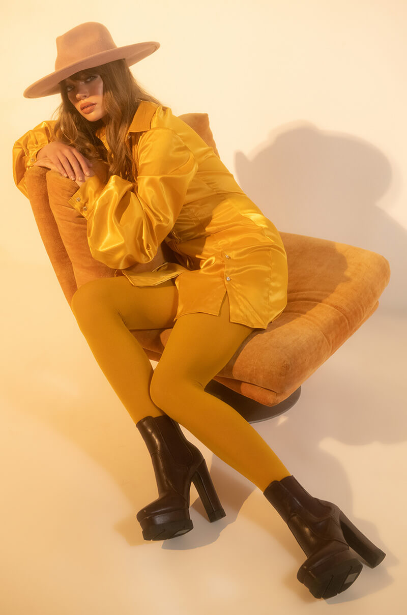 Extra View Golden Looks Button Up Mini Dress With Fashion Sleeves