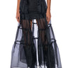 Front View Goo Goo Tiered Mesh Maxi Skirt Belt