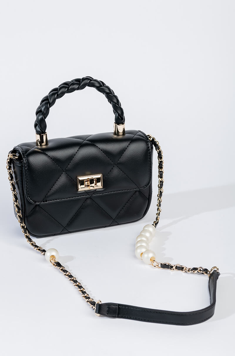 Back View Good As Hell Pearl Black Quilted Bag