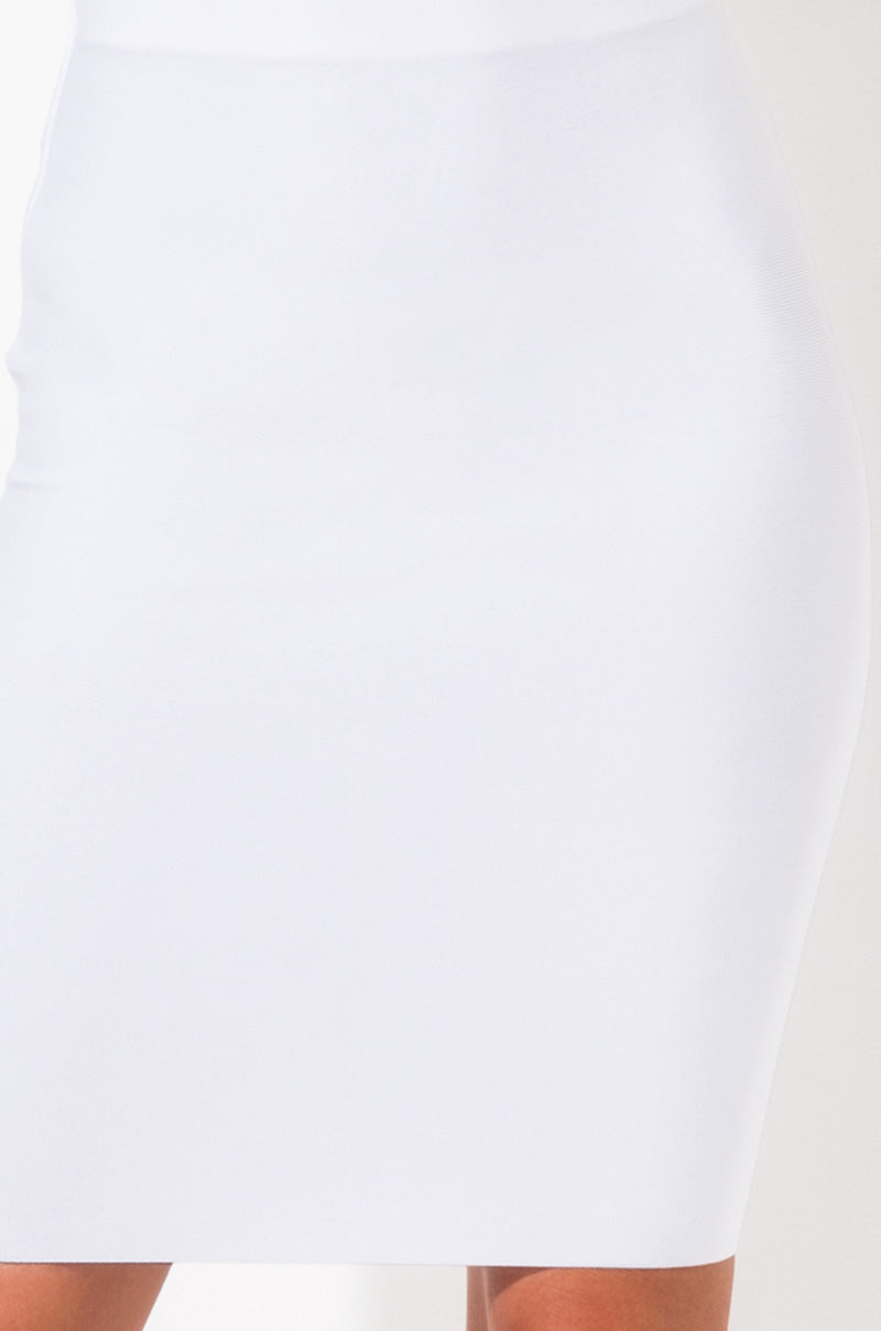 Detail View Good Form Bandage Midi Skirt in White