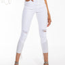 Front View Good High Waisted Rhinestone Fringe Skinny Jeans