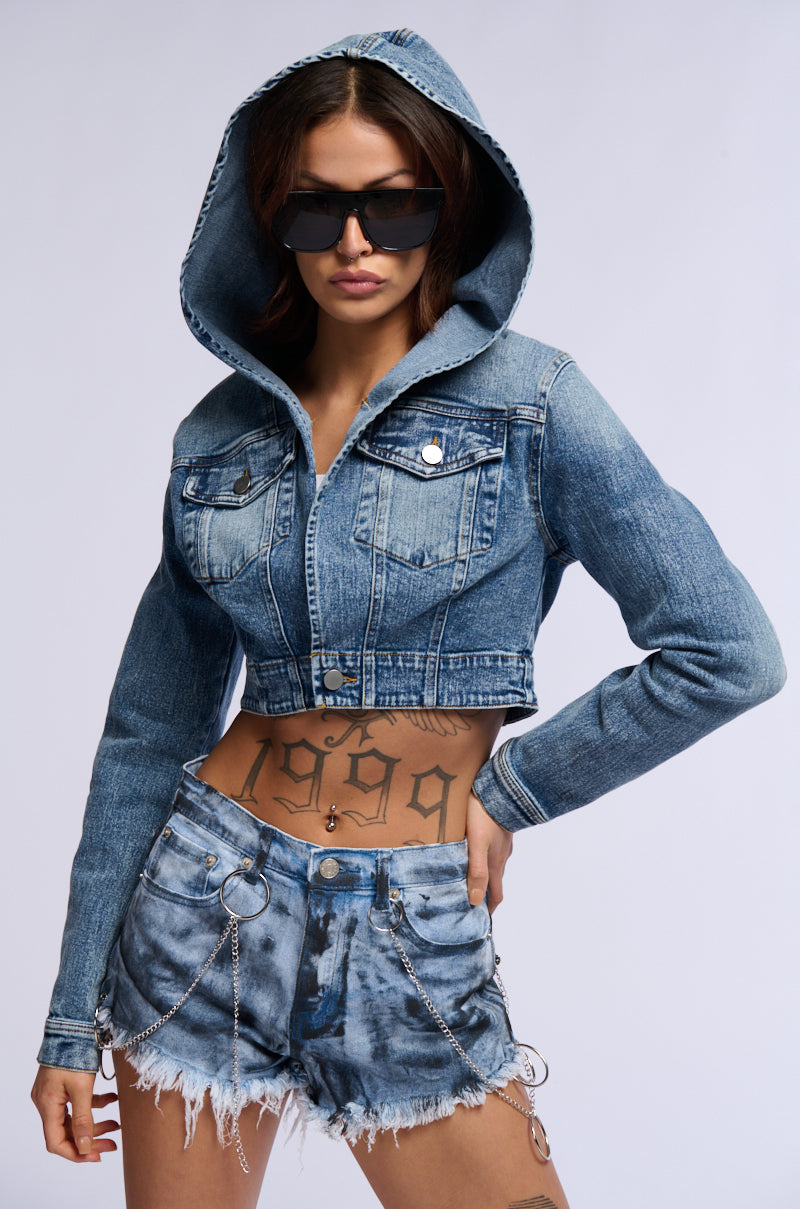 GOOD IN THE HOOD CROPPED DENIM JACKET view 0