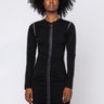 Front View Good Time Ruched Front Mini Dress in Black