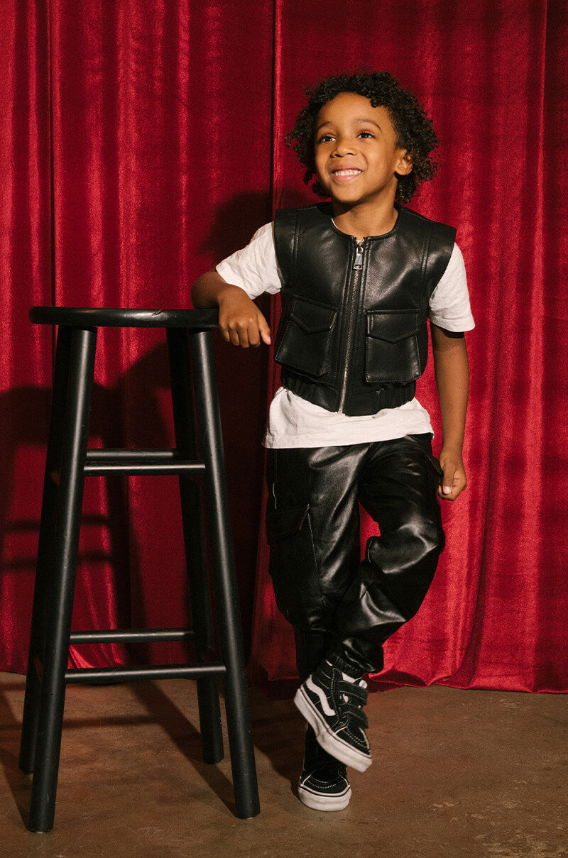 Back View Got It From My Mama Pleather Utility Vest