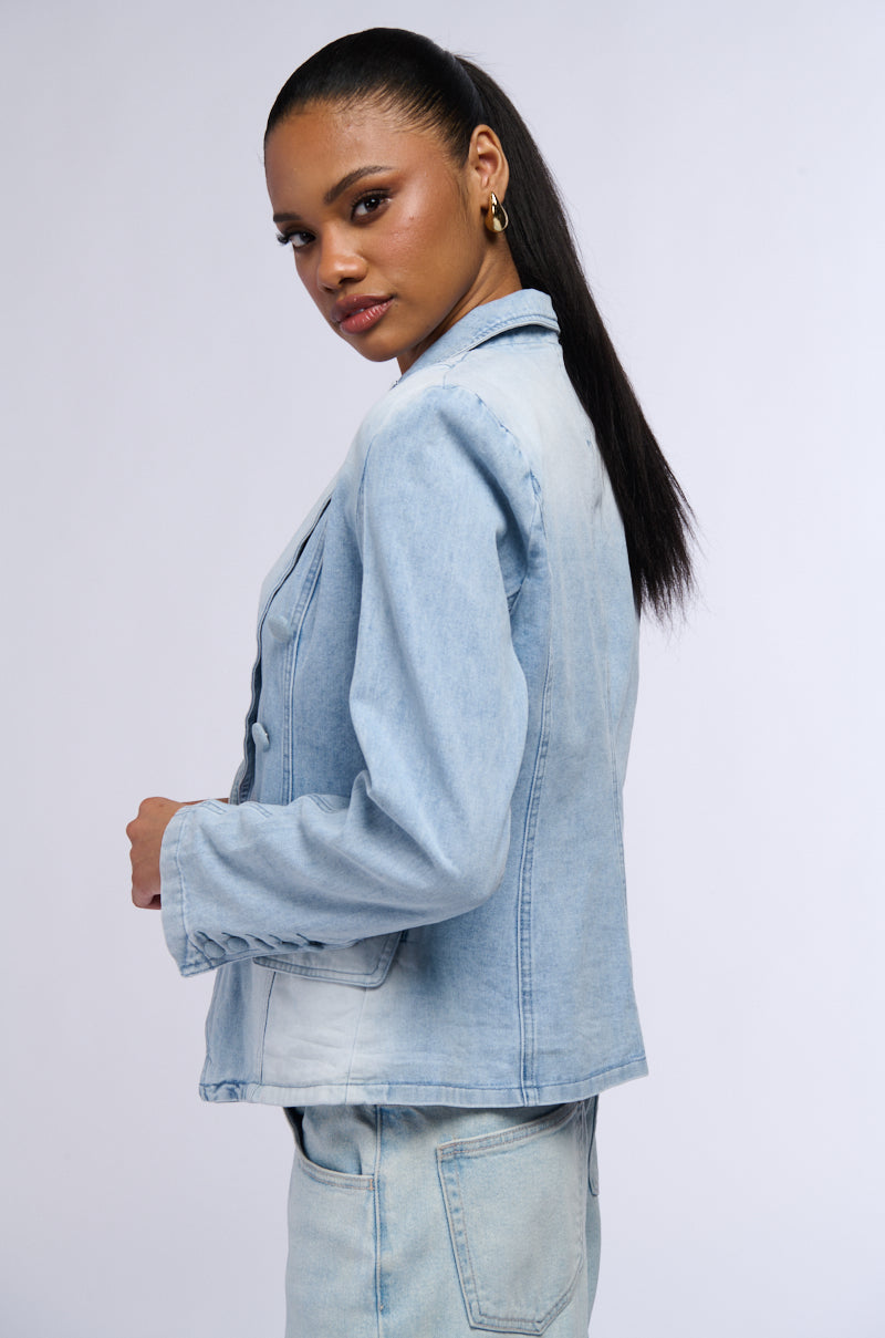 Back View Got It Together Denim Blazer Jacket