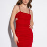 Front View Got Your Heart On My Shoulders Ruched Midi Dress