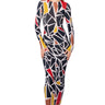 Front View Graphic Glam Long Sleeve Maxi Dress In Black Multi