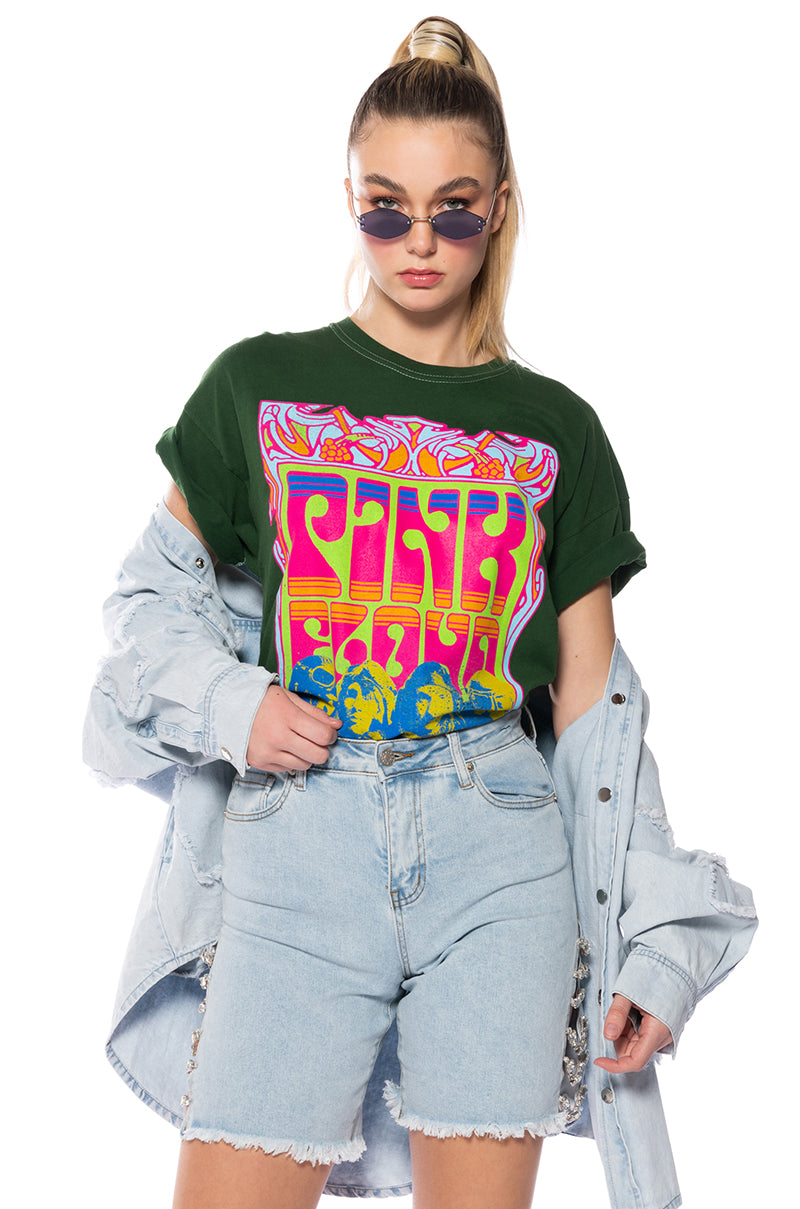 Front View Green Pink Floyd Pigment Dyed Tshirt