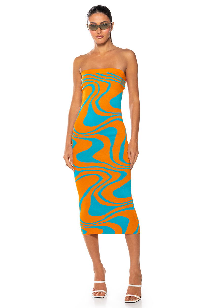 GROOVY GIRL SWIRL MIDI DRESS view 0