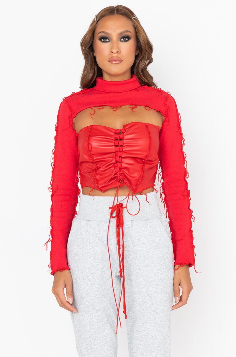 Side View Grungy Sweetheart Long Sleeve Top