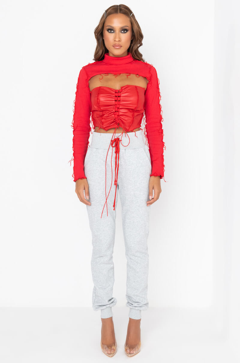 Full View Grungy Sweetheart Long Sleeve Top