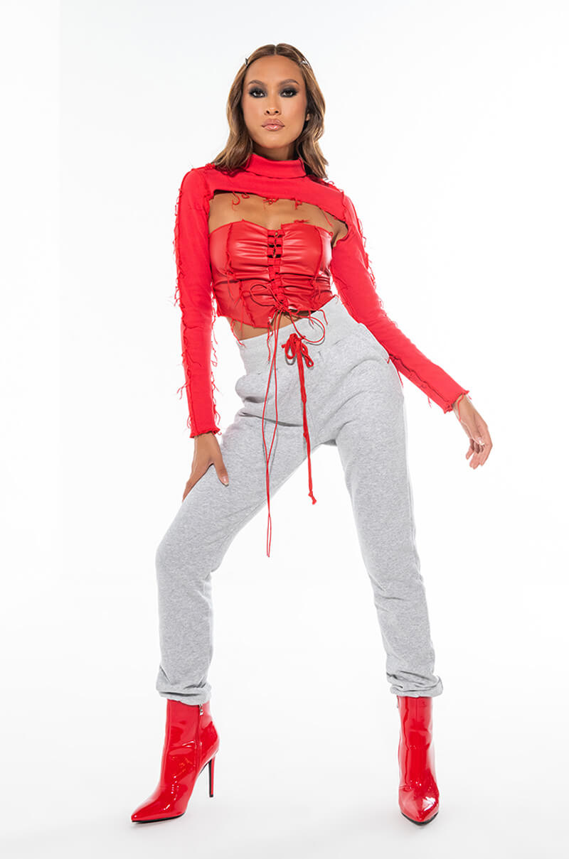 Extra View Grungy Sweetheart Long Sleeve Top