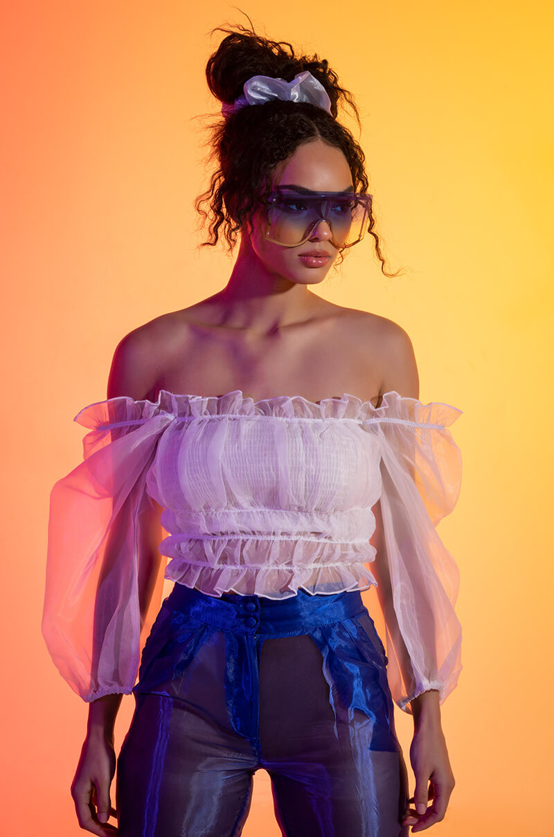 Front View Guadeloupe Long Sleeve Blouse