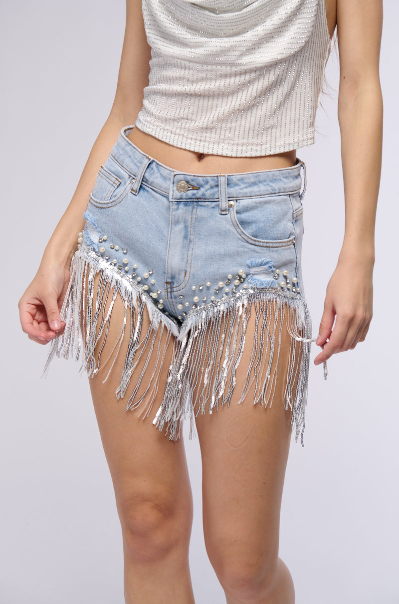 Extra View Had Enough Distressed Denim Mini Short