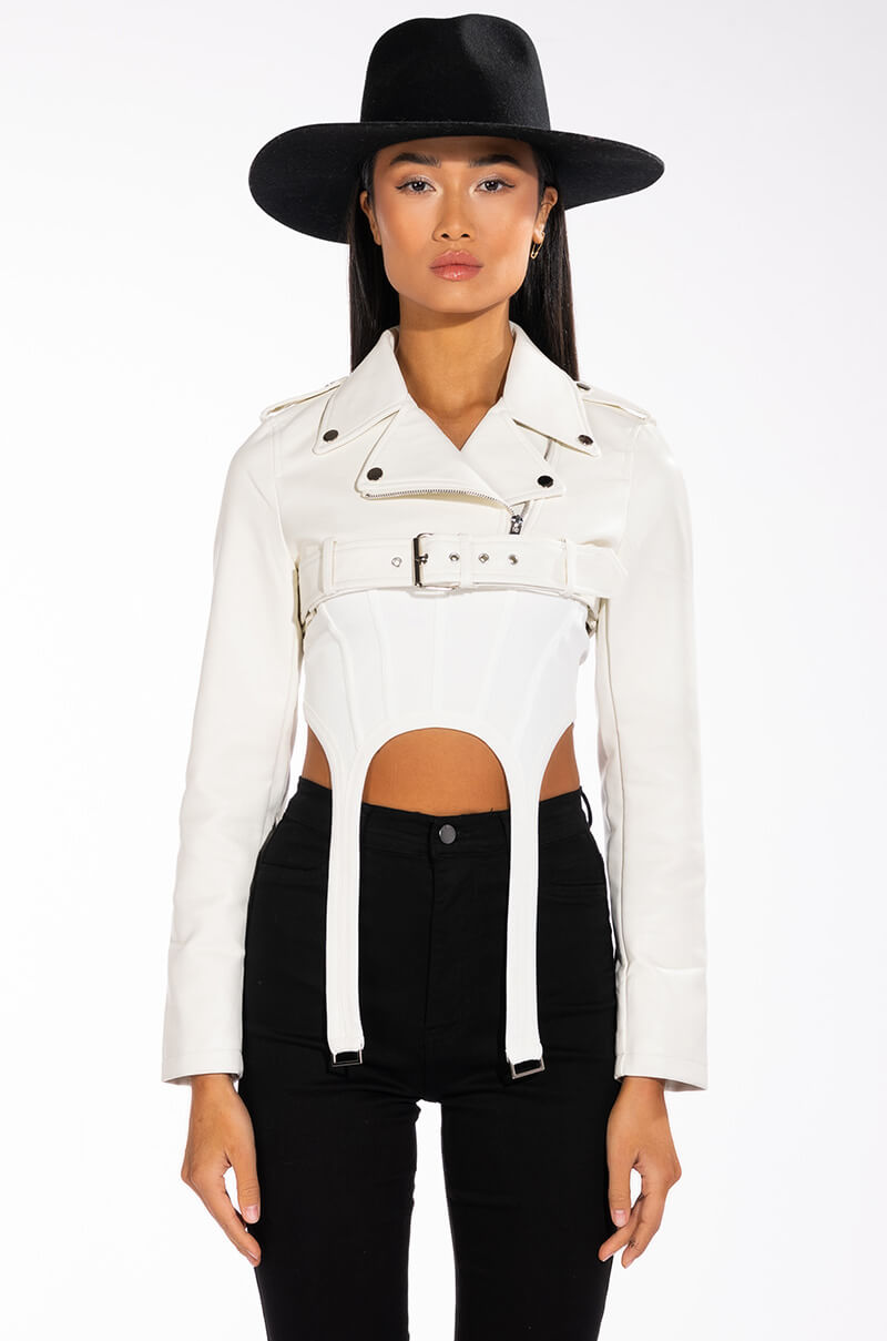 Full View Half My Heart Ultra Cropped Moto Jacket 11