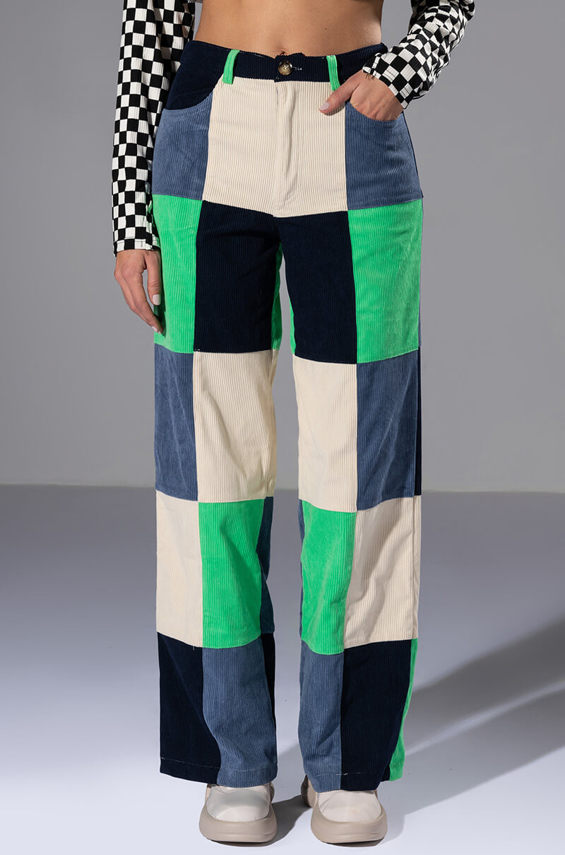 Front View Hallie Color Blocked Wide Leg Pant