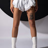 Front View Hanalei Rhinestone Frayed High Rise Denim Short