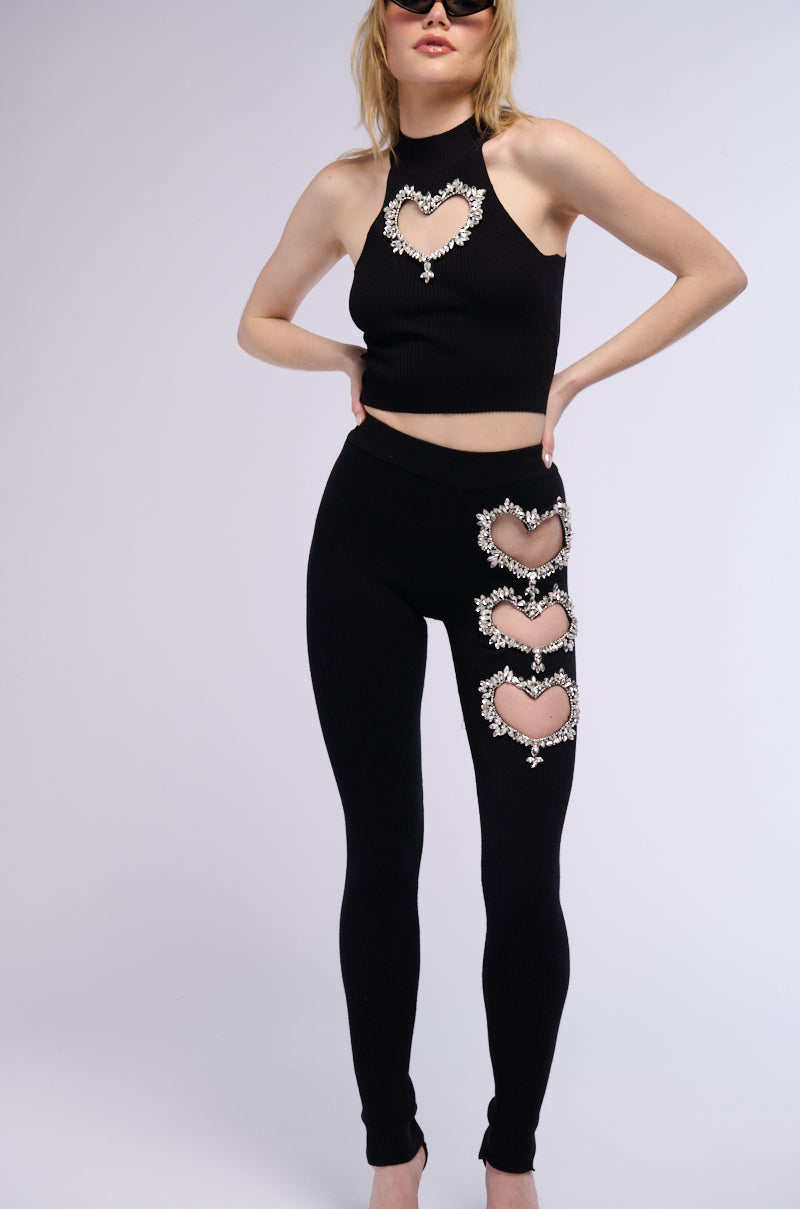 Detail View Hand To Heart Embellished Leggings