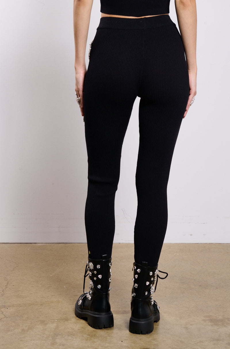 Detail View Hand To Heart Embellished Leggings