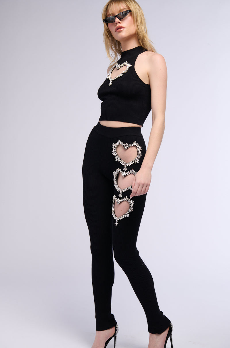 Full View Hand To Heart Embellished Leggings