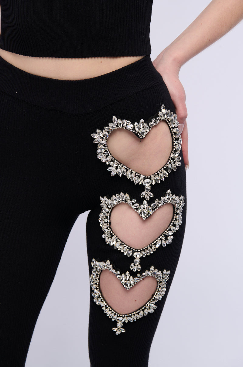 Extra View Hand To Heart Embellished Leggings