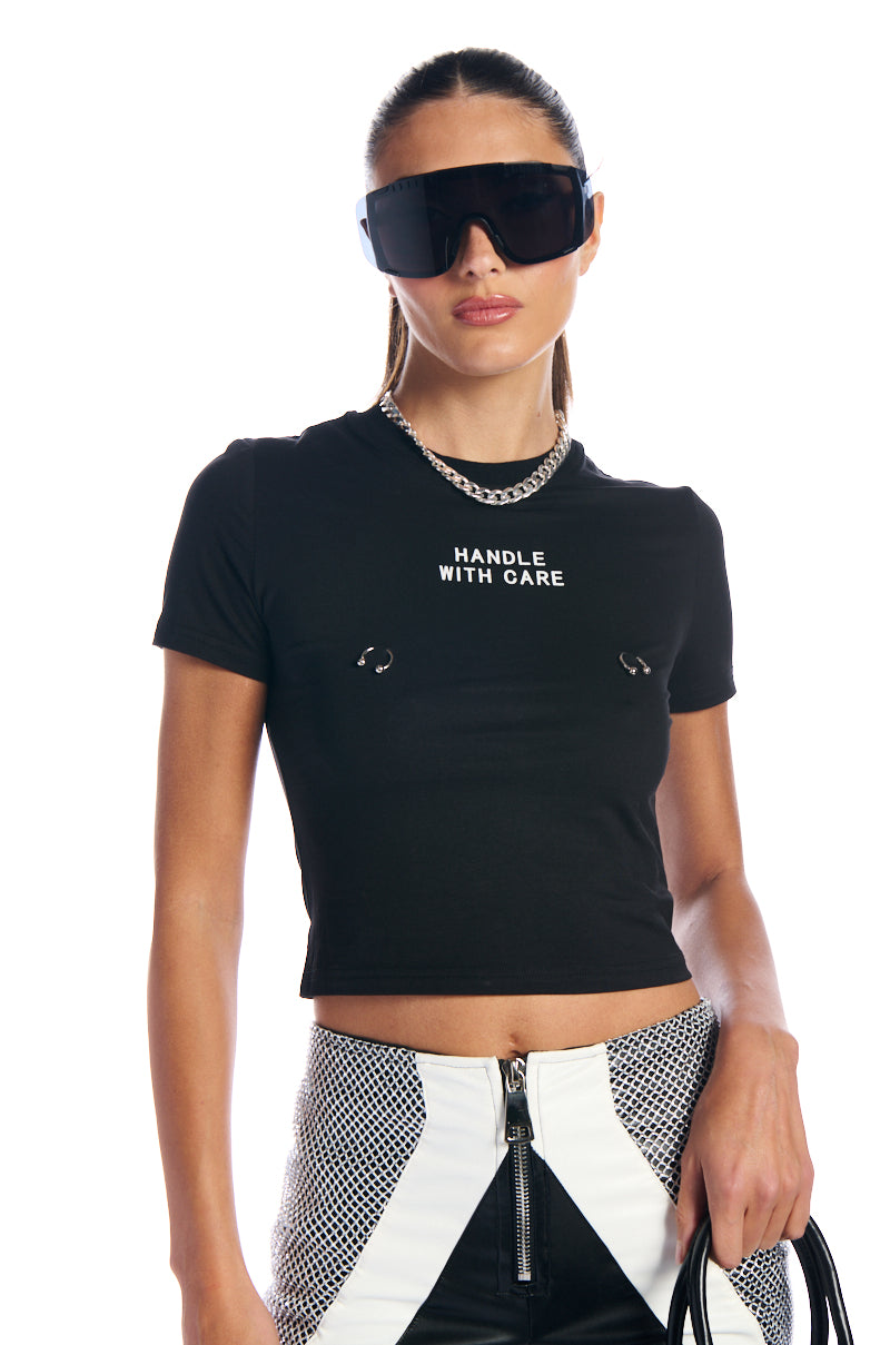Side View Handle With Care Tee