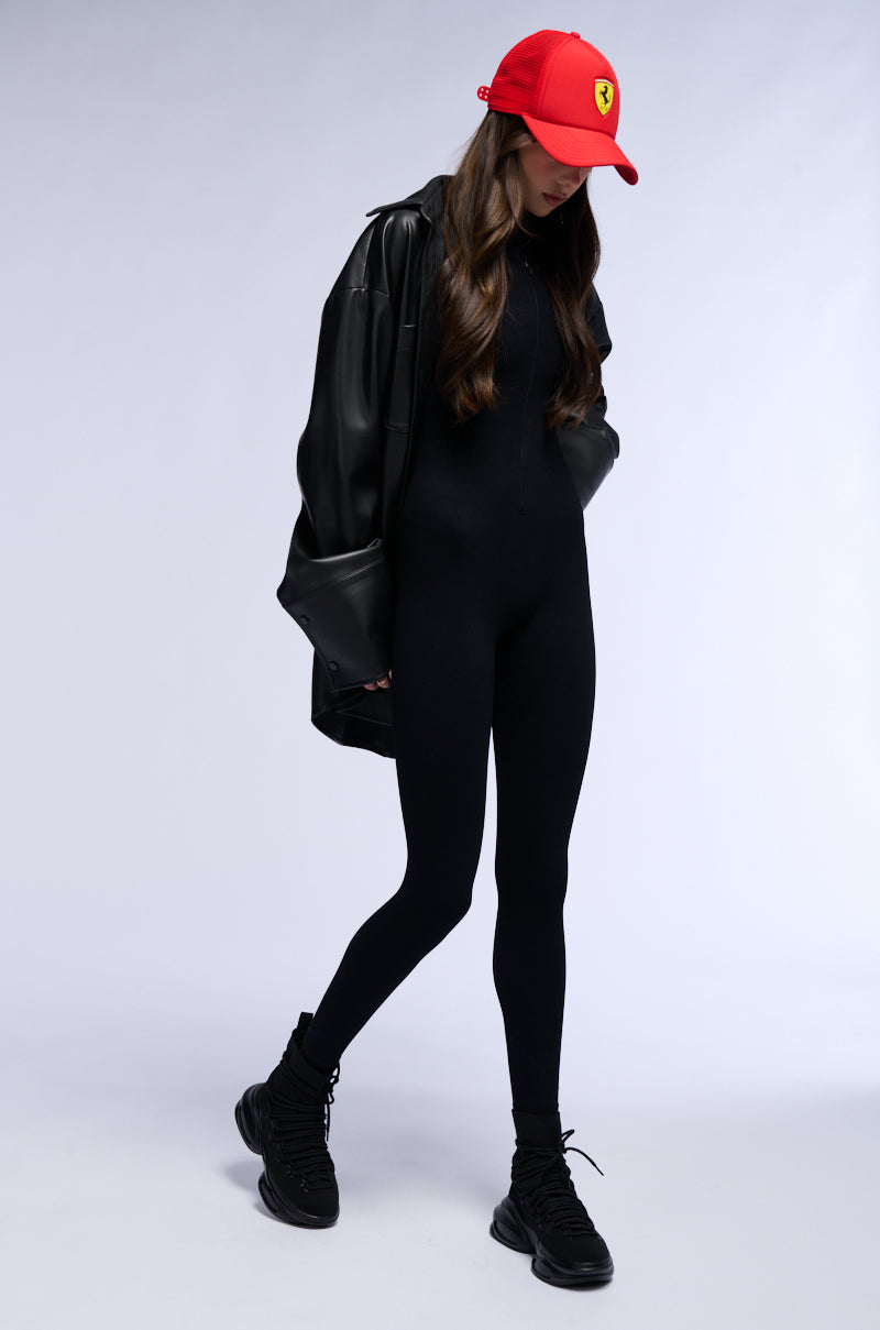 Back View Hannah High Neck Fitted Jumpsuit