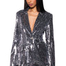 Front View Hansel Holiday Sequin Fitted Blazer In Hematite