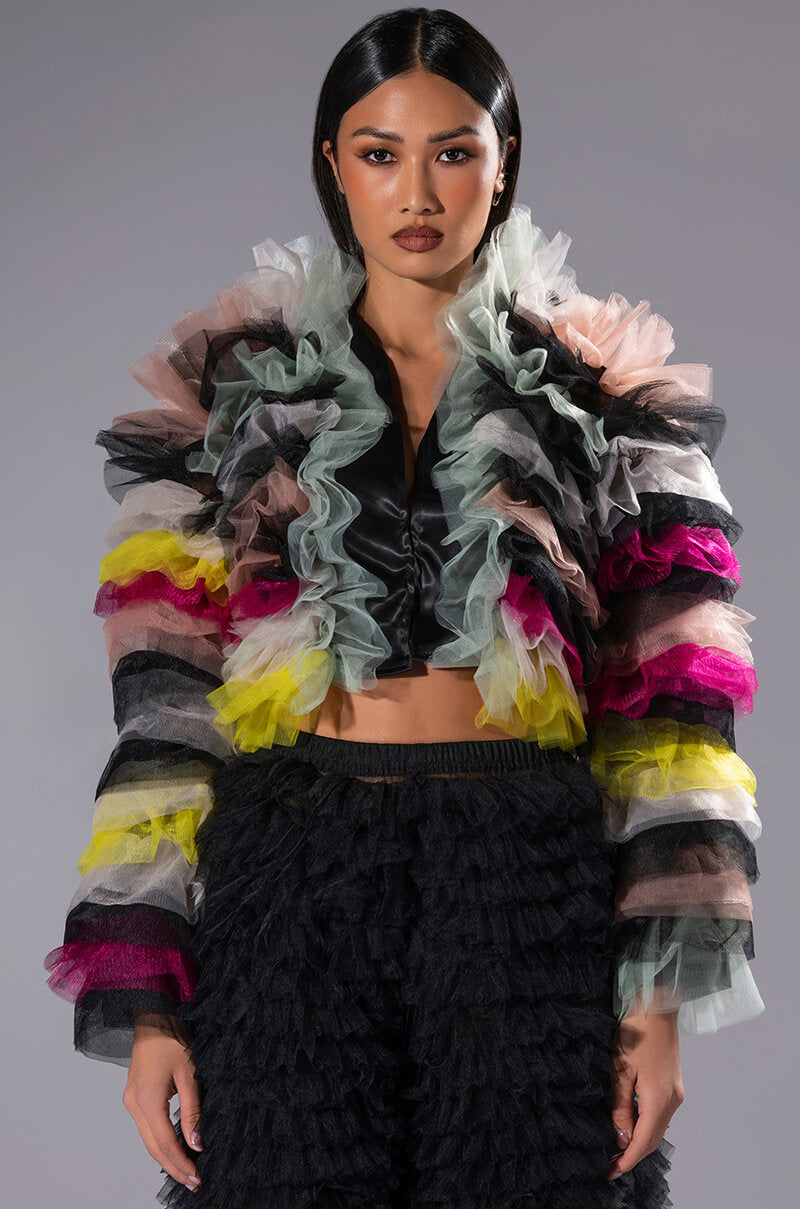Front View Happier Than Ever Layered Ruffle Statement Blouse