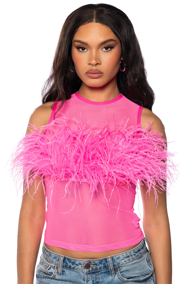 HAPPILY EVER AFTER SLEEVELESS FEATHER TOP view 0