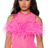 Front View Happily Ever After Sleeveless Feather Top In Pink