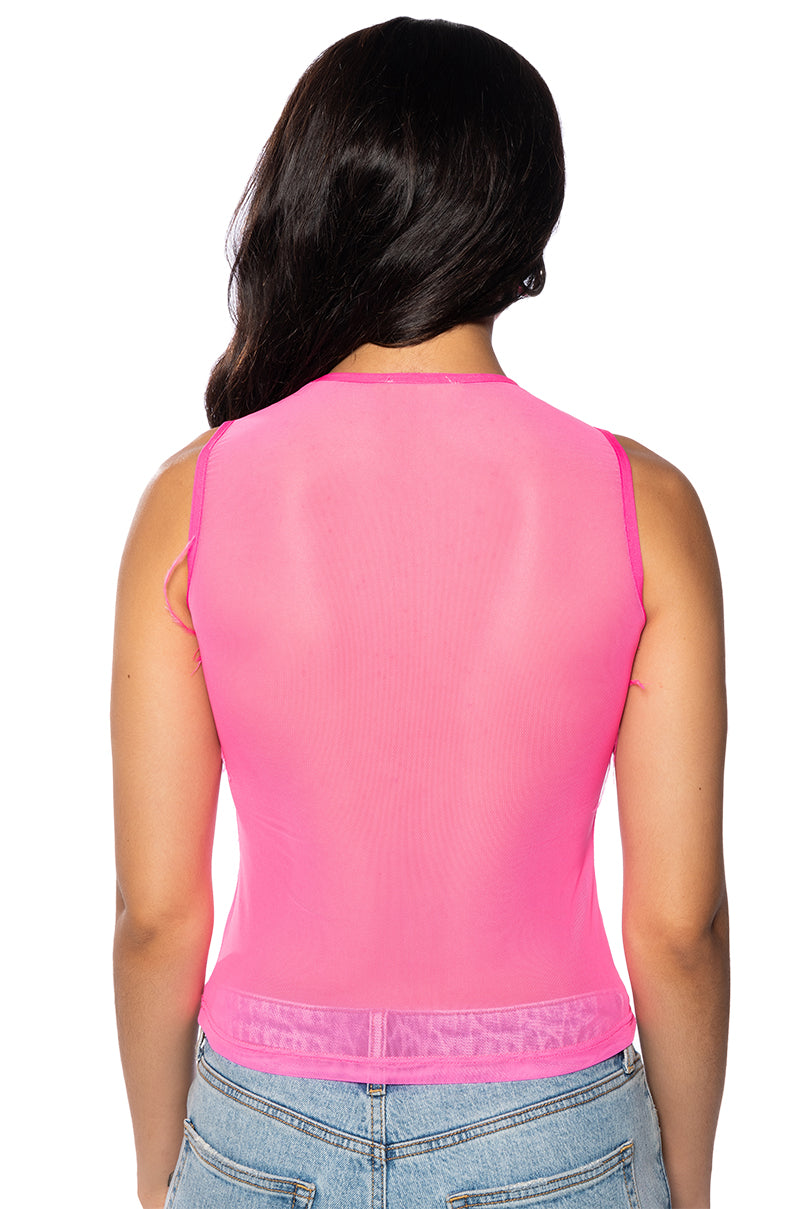 Detail View Happily Ever After Sleeveless Feather Top In Pink